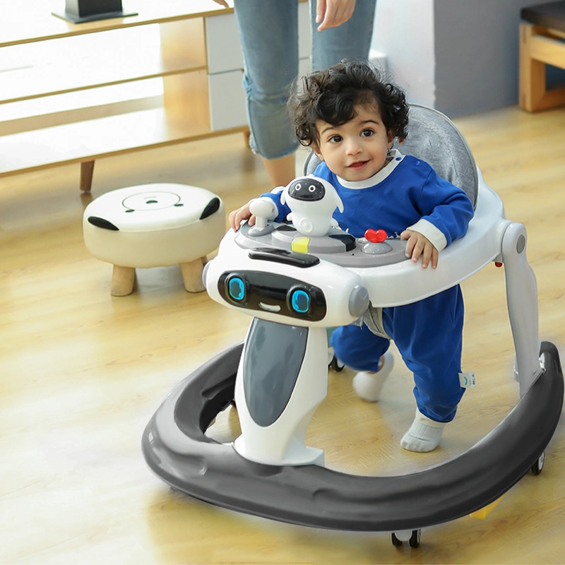 Hot Sale Foldable Baby Walkers with Music and Lights/Multi-Function Toddler Walker Helper Adjustable Speed for 6-15 Months Baby