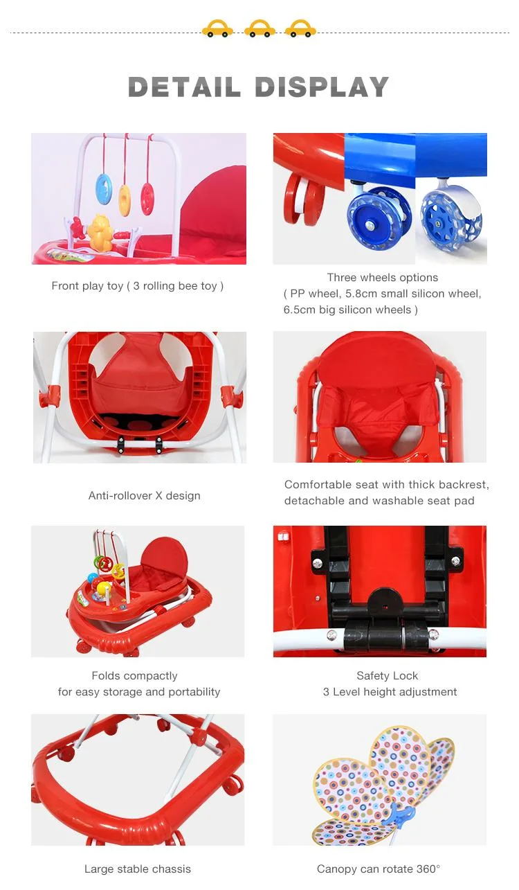 Factory Best Price Foldable Big Baby Walker 2022 360 Degree Rotating Wheels Baby Learning Walker with Canopy