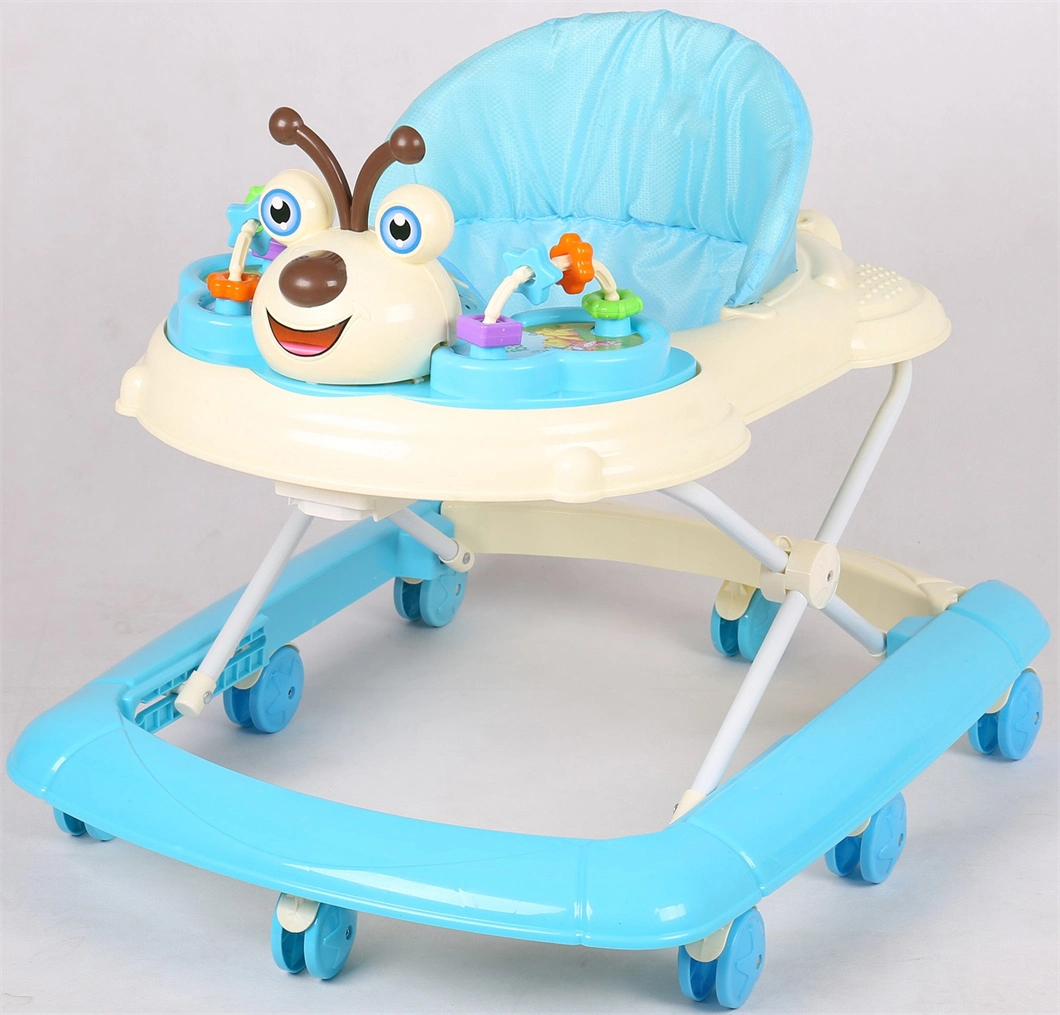 Cartoon Baby Walker Adjustable Foldable Baby Toy Cart with Music Walker