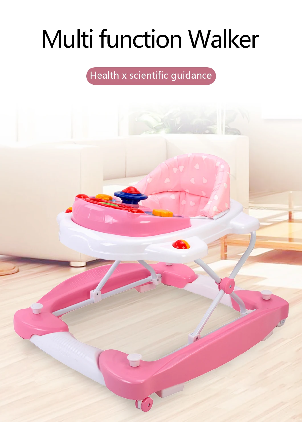 Chinese Lightweight Foldable Adjustable Seat Height Baby Walker