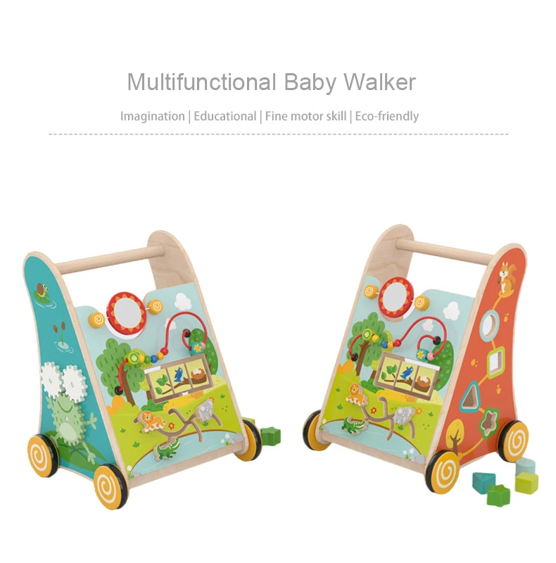 Kids Toys Wooden Push and Pull Learning Walker Kids Activity Toy Multiple Activities Center Baby Toys