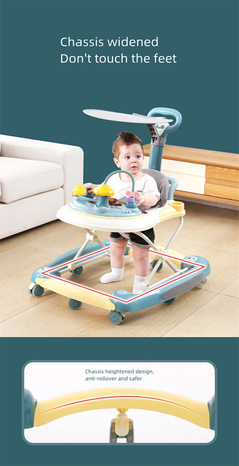 2022 Latest Design 4 in 1 Baby Walker Anti-O-Leg Baby Rocking Carriage/Multifunctional Baby Walker with Plate and Variable Rocking