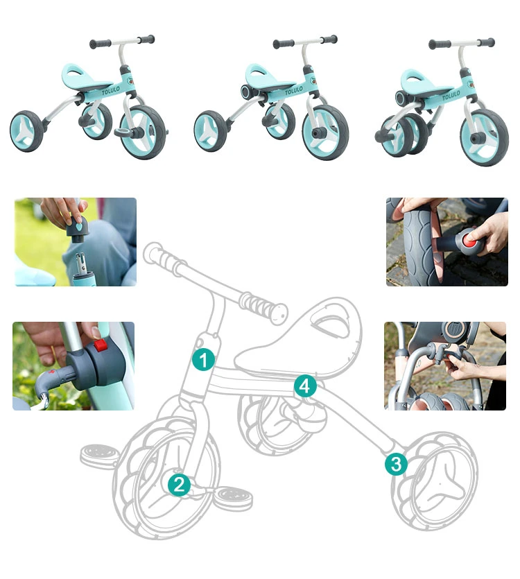 Newest 3 in 1multi-Function Kids Foldable Toddler Bike Baby Stroller Pedal Tricycle 3 Wheel Balance Car Trolley in Stock in 2020 Christmas Gift