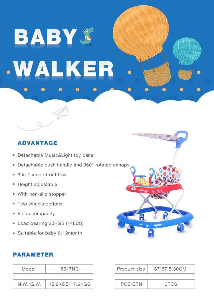 New Design Universal Wheel 360 Degree Rotating Baby Walker Hot Selling Factory Multifunctional Baby Walker with Music