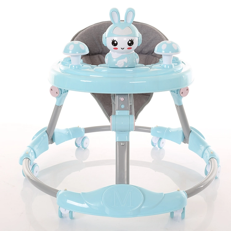Children Can Sit and Walk Toys/One Button Folding/Cartoon Puzzle Music/Adjustable Height Baby Walker