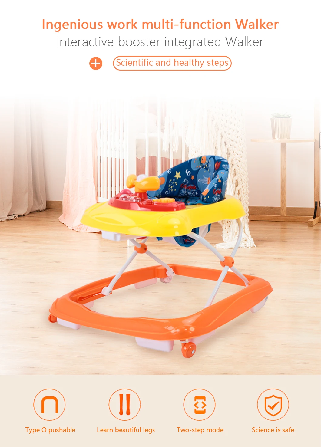 Cheap Price Adjustable Seat Height Baby Walker