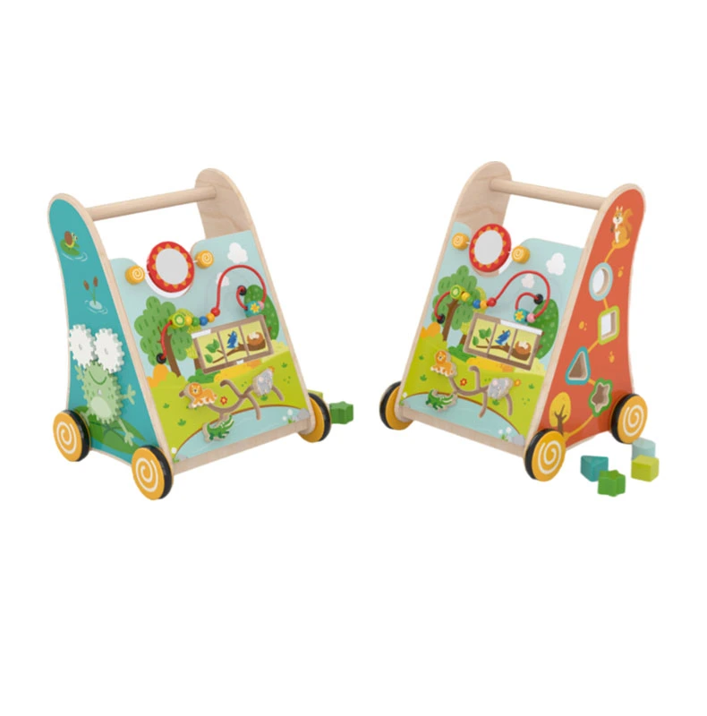 Kids Toys Wooden Push and Pull Learning Walker Kids Activity Toy Multiple Activities Center Baby Toys