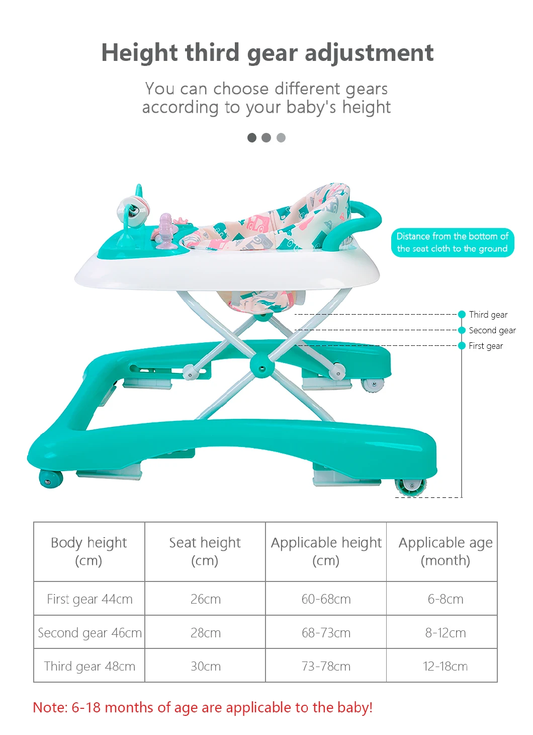 Chinese Multi-Functional Baby Walker with Wheel