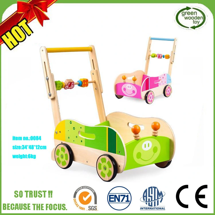 Wooden Rotating Push Toy Wooden Activity Baby Walker Toy
