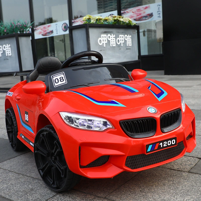 Children Charging Four-Wheeled Electric Car Can Sit with a Remote Control and Can Swing