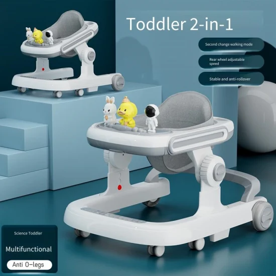 Nuevo y moderno niño empujar juguetes para caminar vehículo sentarse para ponerse de pie bebé Anti-O-pierna Anti-vuelco música multifunción andador para bebé