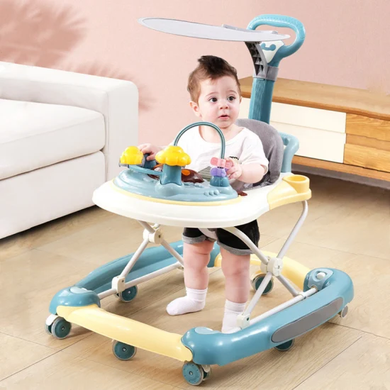 Los andadores para bebés antivuelco de 8 ruedas más vendidos con mango de empuje/buen andador Musical ajustable de caballo mecedora 2 en 1