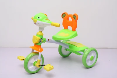 Diseño de cabeza de dibujos animados de triciclo de plástico para niños para montar en niños