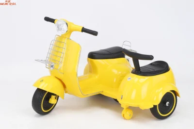 Triciclo de coche de juguete eléctrico para dos bebés Mini Kids con montaje lateral