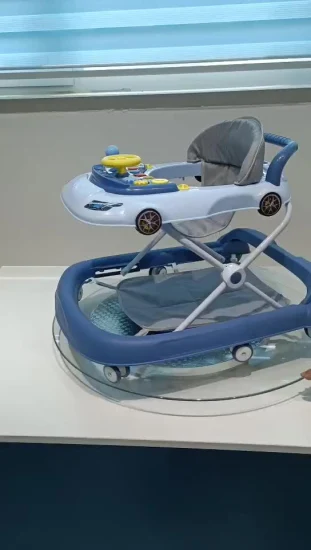 Andador de bebé de dibujos animados, carrito de juguete plegable ajustable para bebé con andador de música