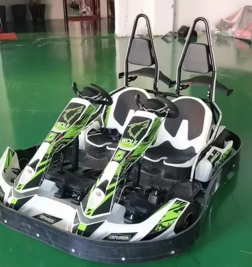 Carreras de Kart con batería de estilo de crianza de doble asiento, coche de Karting eléctrico con Pedal Go Kart eléctrico para niños adultos