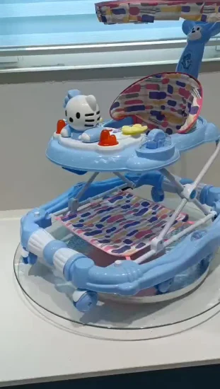 Andador de bebé de dibujos animados, juguete plegable ajustable para andador de bebé con música